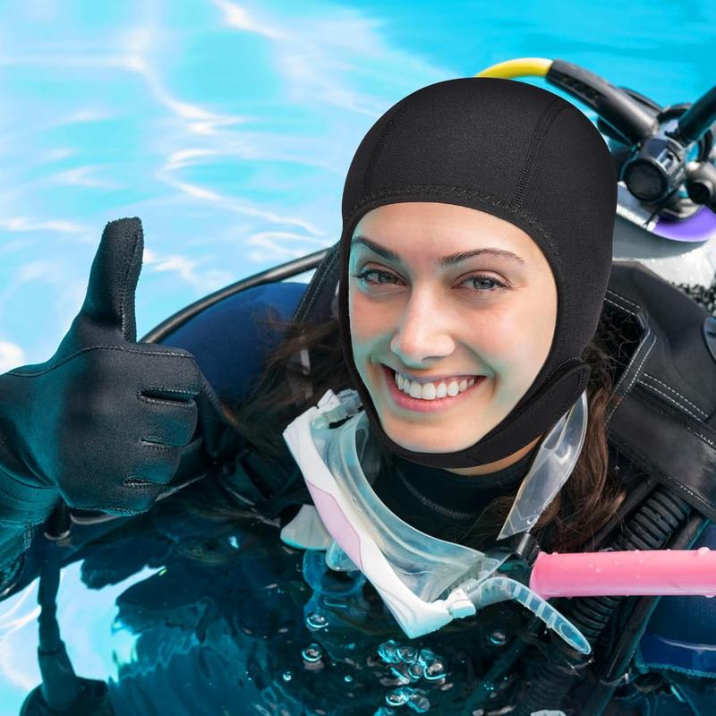 2.5mm Neoprene Diving Hood, Warm Diving Headgear with Chin Strap for Men and Women, Professional Diving Equipment for Swimming, Kayaking, Surfing