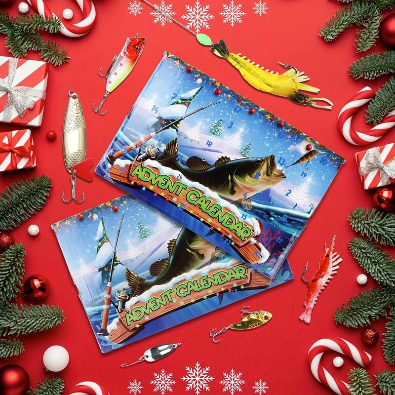 1pc Fishing Advent Calendar 2024, 24-Day Christmas Countdown Calendar, Fishing Lure Advent Calendar, Advent Calendar Gift for Father, Grandfather, Brother, Boyfriend, No Power Required, Christmas Holiday Decor