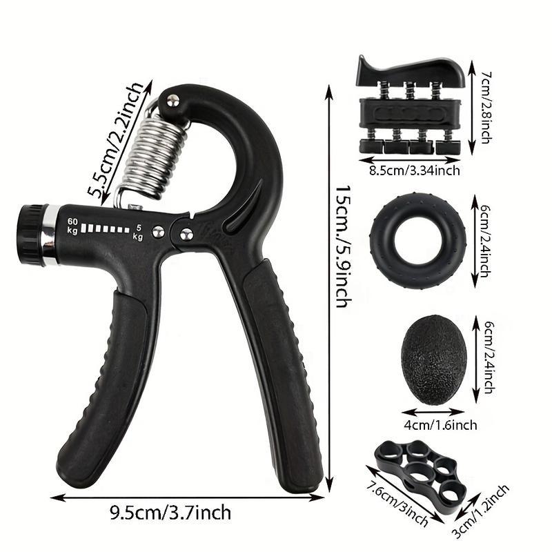 5 Pcs Set Grip Strengthener, 5-60 kg Adjustable Hand Grips Strengthener with Monitor, Finger Stretcher, Stress Relief Grip Ball, for Athletes and Musicians