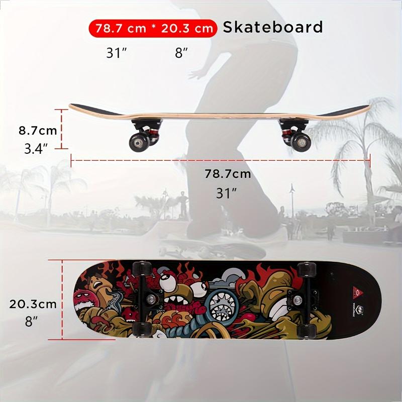 SAN QIAN SHOP Interesting sports  Beginner Skateboard - Vibrant Multi-color Design Skateboard, 31*8 Inches 7ly Maple Beginner Load 220.46LB 7-ply Maple Deck, Safe Non-slip Surface, Concave Feet