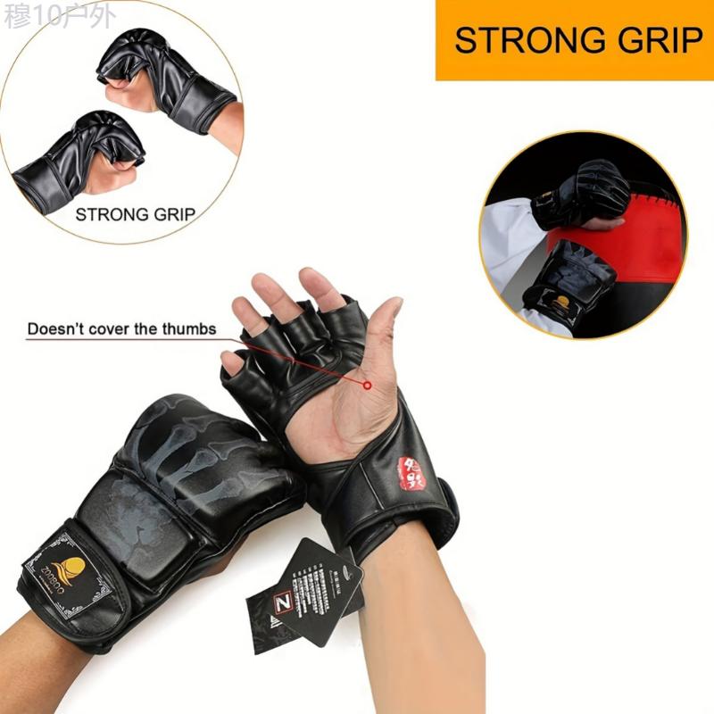 MMA Gloves, Half Finger Boxing Gloves For Taekwondo Martial Arts Muay Thai, Punching Sandbag Fighting Gloves