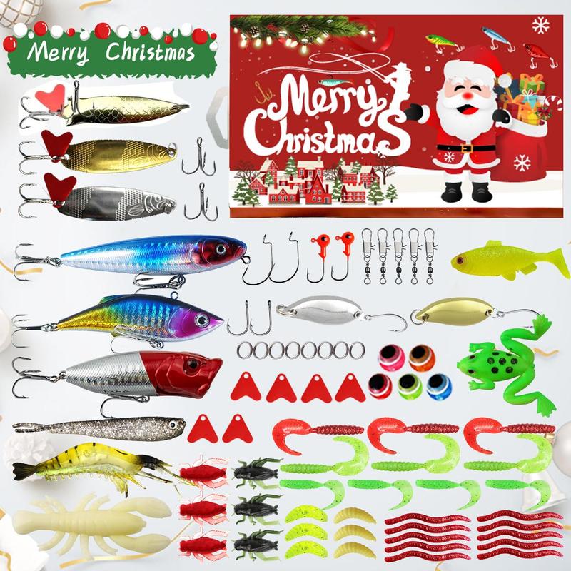 Christmas Artificial Fishing Lure Set, 78pcs box Fishing Lure with Storage Box, Fishing Accessories for Outdoor Fishing, Fishing Supplies, Christmas Gift