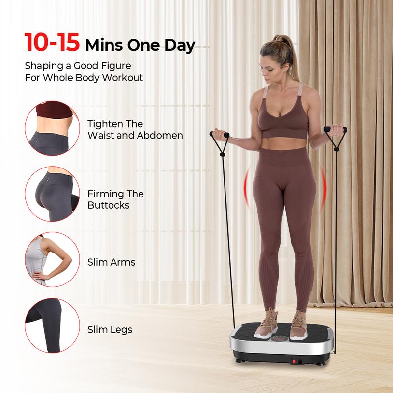 2024New Vibration Plate Exercise Machine-Whole Body Workout-Vibrate Plate with Loop Bands-Home Training Equipment for Women&Men-Max User Weight 330lbs