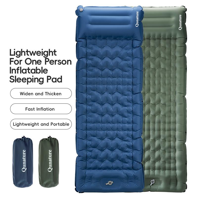 Camping Sleeping Pad Ultralight Inflator Camping Mat with Built-in Foot Pump & Pillow, Upgraded Compact Camping Air Mattress for Camping, Backpacking, Hiking