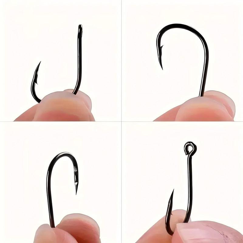 Round Fishing Hook Set, 100 200 300 400 500 600pcs Carbon Steel Single Barbed Fish Hook, Fishing Tackle Accessories, Christmas Gift