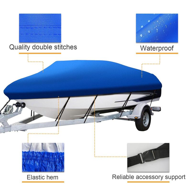 Trailerable Boat Cover Waterproof Heavy Duty Marine Grade Dust V-Hull Runabout