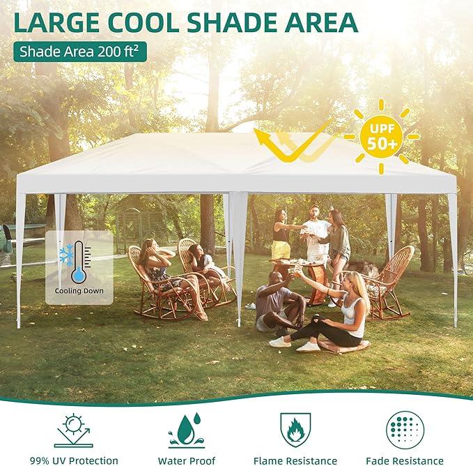 YITAHOME 10x20 Pop Up Canopy with 6 Removable Sidewall Heavy Duty Tent, Easy Up Portable Canopy Tents for All Season Wind Gazebo with Roller Bag for Camping Wedding Patio Parties Beach Commerce, White