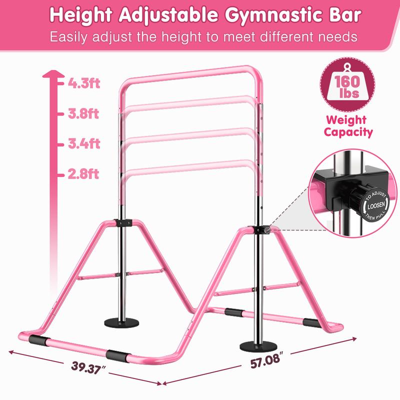 MOPHOTO Gymnastics Bars Kids Kip Training Bars for Home, Folding Horizontal Bars with Adjustable Height, Practice Bar Gymnastic for Kid, Child, Girls, Boys