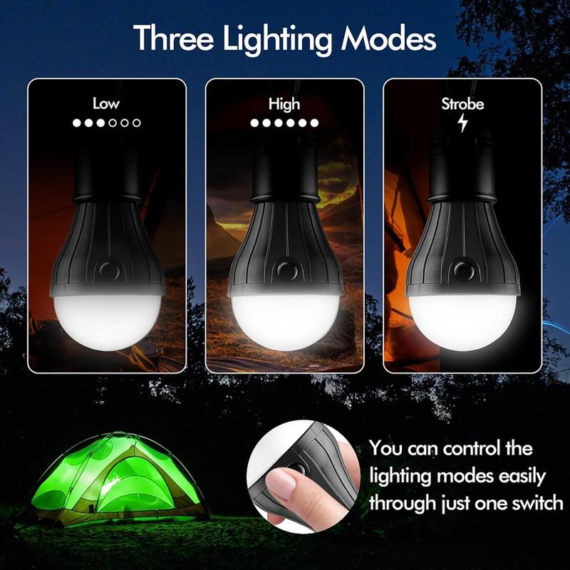 The Tent Lamp Portable LED Tent Lights 4 Packs Hook Hurricane Emergency Lights LED Camping Light Bulb Camping Tent Lantern Bulb Camping Equipment for Camping Hiking Backpacking Fishing Outage