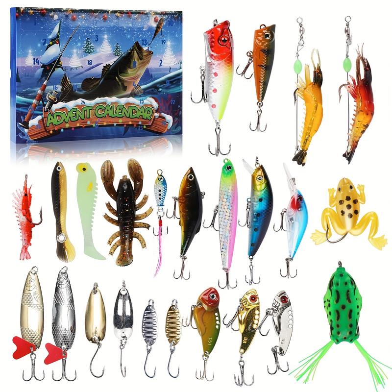 1pc Fishing Advent Calendar 2024, 24-Day Christmas Countdown Calendar, Fishing Lure Advent Calendar, Advent Calendar Gift for Father, Grandfather, Brother, Boyfriend, No Power Required, Christmas Holiday Decor