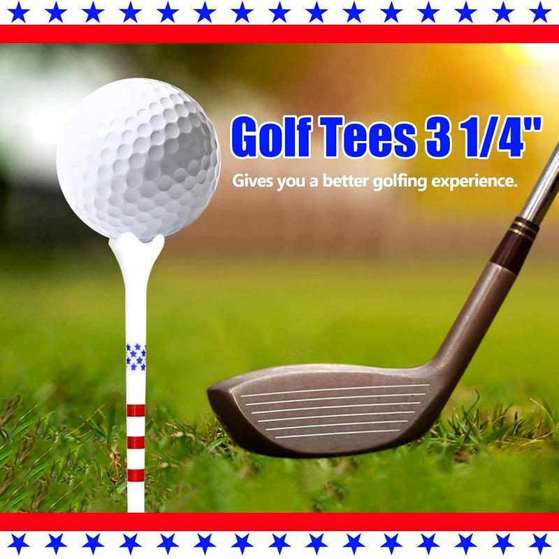 Plastic 3 1 4 Unbreakable Performance Golf Tees, Stars and Stripes, 100 Count