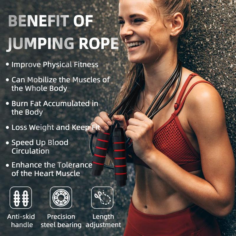 Jump Rope, Tangle-Free Rapid Speed Jumping Rope with Ball Bearings, Skipping Rope with Foam Handles for Women Men Kids, Adjustable Jump Rope for Fitness Workout Aerobic Exercise