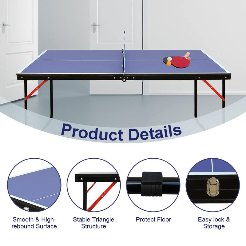 Table Tennis Table Ping-Pong Tables Set - 100 Preassembled Foldable & Portable Ping Pong Family Game Tables for Outdoor Indoor