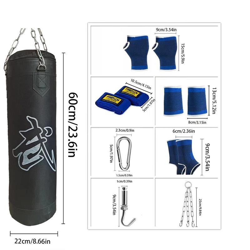 Boxing Sandbag with Hook & Chain Set, High Height Boxing Sandbag, Martial Arts Training Sandbag, with Protective Gear, Gift for Boxing Enthusiasts [Packaging List As Picture Shown]