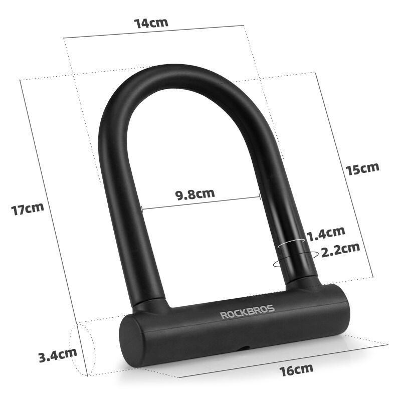 ROCKBROS Heavy Duty Anti Theft Bike Lock U-lock 4 ft  for Bikes eBikes Motorcycles Scooters