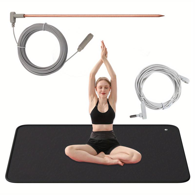 Grounding Mat with Copper Grounding Rod & Extension Cable & Grounding Cable, Grounding Yoga Mat, Yoga & Pilates Equipment for Home Gym