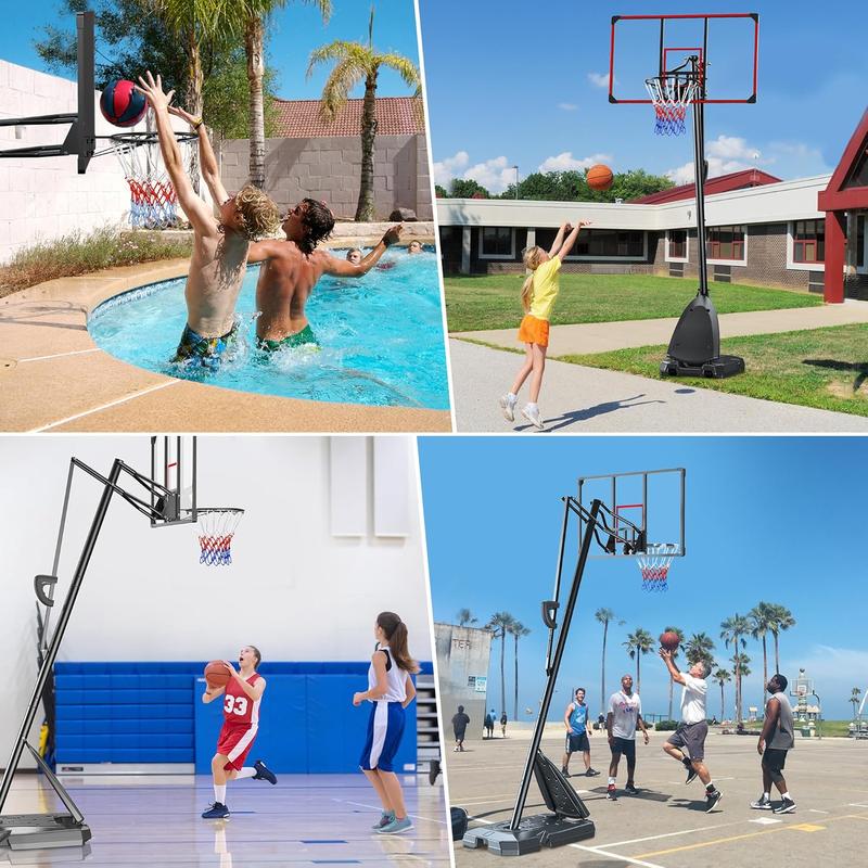 Basketball Hoop - Portable Basketball Hoop Outdoor, 4.9-10ft Basketball Goal System with 44 Inch Shatterproof Backboard, Adjustable Height for Youth Teens Adults