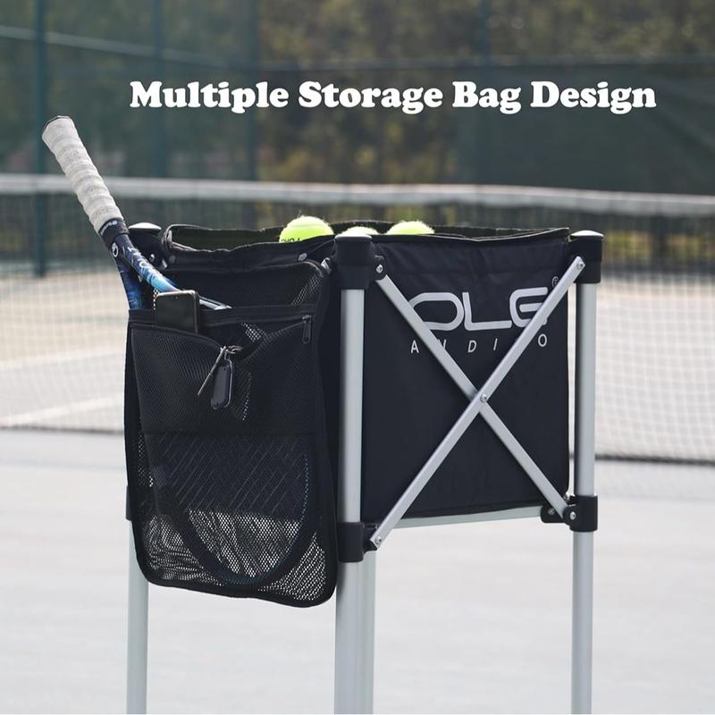 Tennis Ball Hopper with Side Pockets, Lightweight Sports Cart for 160 Balls