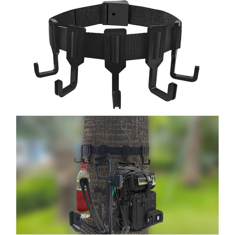 Treestand Strap Gear Hangers with Large Hooks, Lightweight Multi-Hook Accessory Holder, Outdoor Tree Stand Bow & Gear Hanger for Hunting, Camping, Hiking