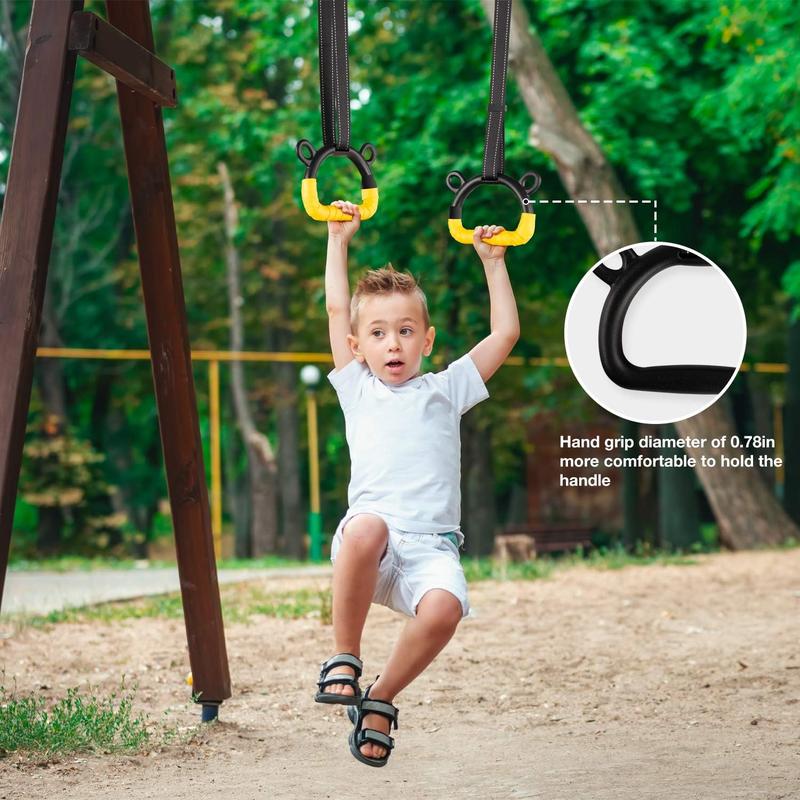 Gymnastic Rings, Pull Up Rings for Children Exercise, Indoor Gym Ring, Kids Gymnastics Rings with Adjustable Straps, Strength Training Equipment