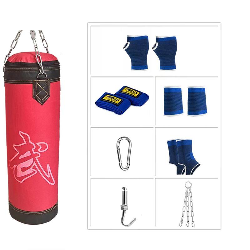 Boxing Sandbag with Hook & Chain Set, High Height Boxing Sandbag, Martial Arts Training Sandbag, with Protective Gear, Gift for Boxing Enthusiasts [Packaging List As Picture Shown]