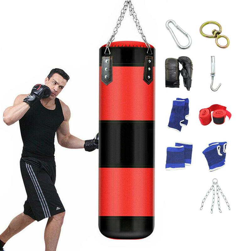 47Inches Punching Bag for Adults,Punching Bag for Kids,Punching Bag, Unfilled,Boxing Bag Set,with Boxing Gloves, Hand Wraps,Suitable for MMA Muay Thai Karate Taekwondo Training - Unfilled