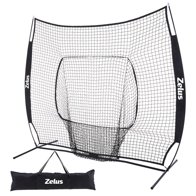 ZELUS 7x7ft Baseball Net for Hitting and Pitching Practice and Training | 7'x7' Portable Hitting Net Pitching Net | Batting Cage with Frame and Net