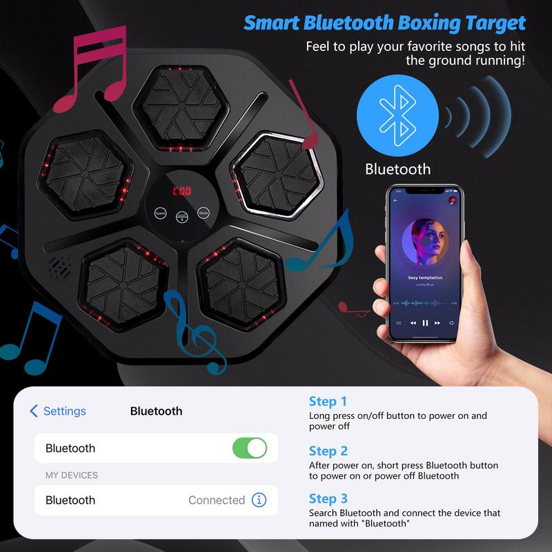 Boxing Machine,Music Boxing Machine with Boxing Gloves, Wall Mounted Smart Bluetooth Music Boxing Trainer, Boxing Equipment,Electronic Boxing Target Workout Punching Equipment for Home, Indoor and Gym,Maquina de boxeo Musical Pared