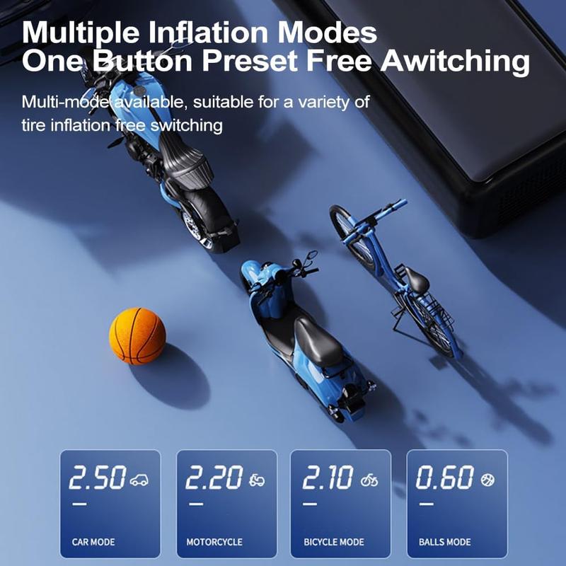 Tire Inflator Portable Air Compressor 150PSI 6000mAh Air Pump for Car Tires with LED Light Tire Pressure Gauge for Car Bike Motorcycle Tires Balls