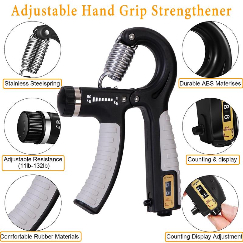 5 Pack Grip Strength Trainer with Forearm Strengthener, Hand Grip Strengthener, Hand Extension Exerciser, Stress Relief Ball and Hand Grip Strengthener for Muscle Building and Injury Recover