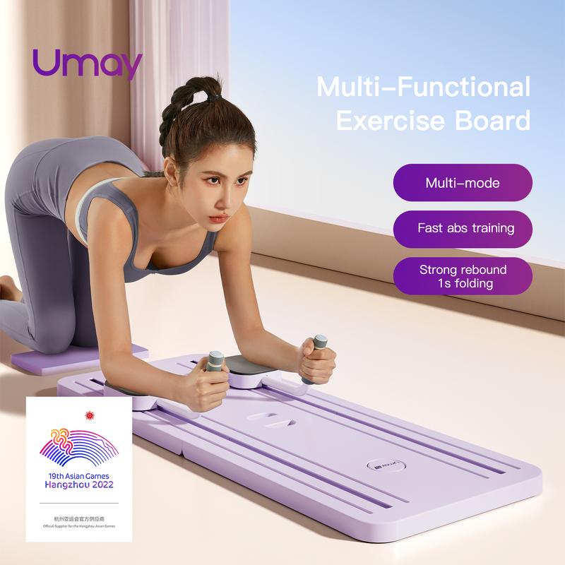 Multi-functional Ab Exercise Board,Foldable Home Pilates Reformer with Knee Mat,Timer and Resistance Bands,Abs Workout Equipment for Abdominal & Core Strength Training