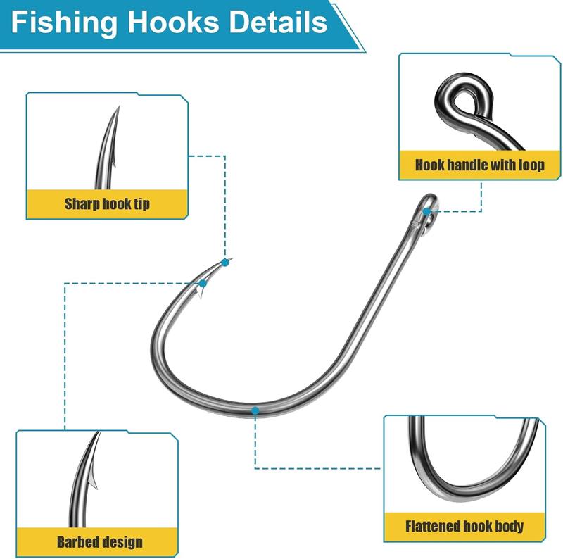 500 count 100PCS  Premium Fishing Hooks, 10 Sizes 4 Sizes Carbon Steel Fishing Hooks W Portable Plastic Box, Strong  Fish Hook with Barbs for Freshwater Seawater