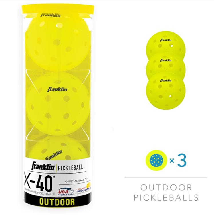 Outdoor Pickleballs - X-40 Pickleball Balls - USA Pickleball (USAPA) Approved - Official US Open Ball - 3 Count