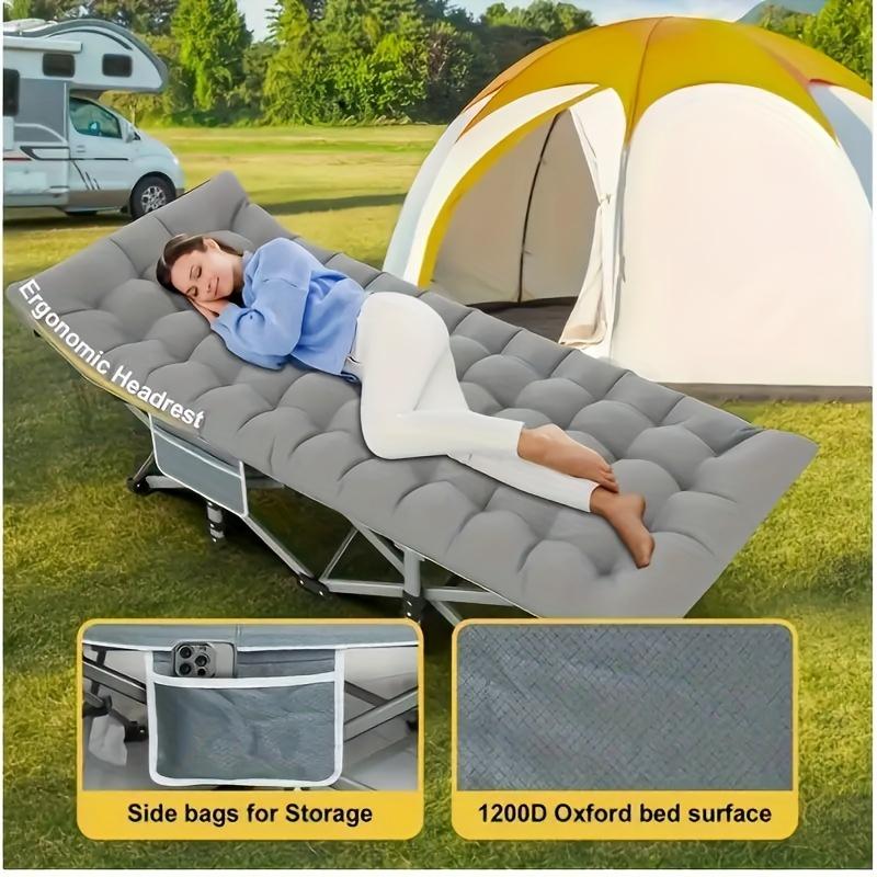 1pc 75in Extra-Large Double-Sided Mattress Foldable Sports & Outdoor Bed, Portable Heavy-Duty Stadium Guest Bed with Tote Bag and Stadium Seats