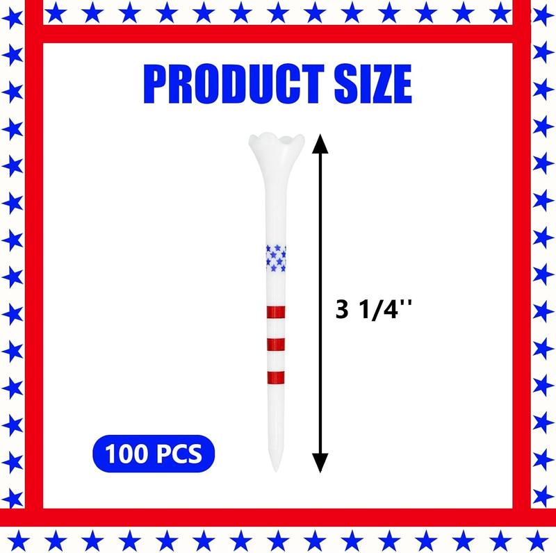 Plastic 3 1 4 Unbreakable Performance Golf Tees, Stars and Stripes, 100 Count