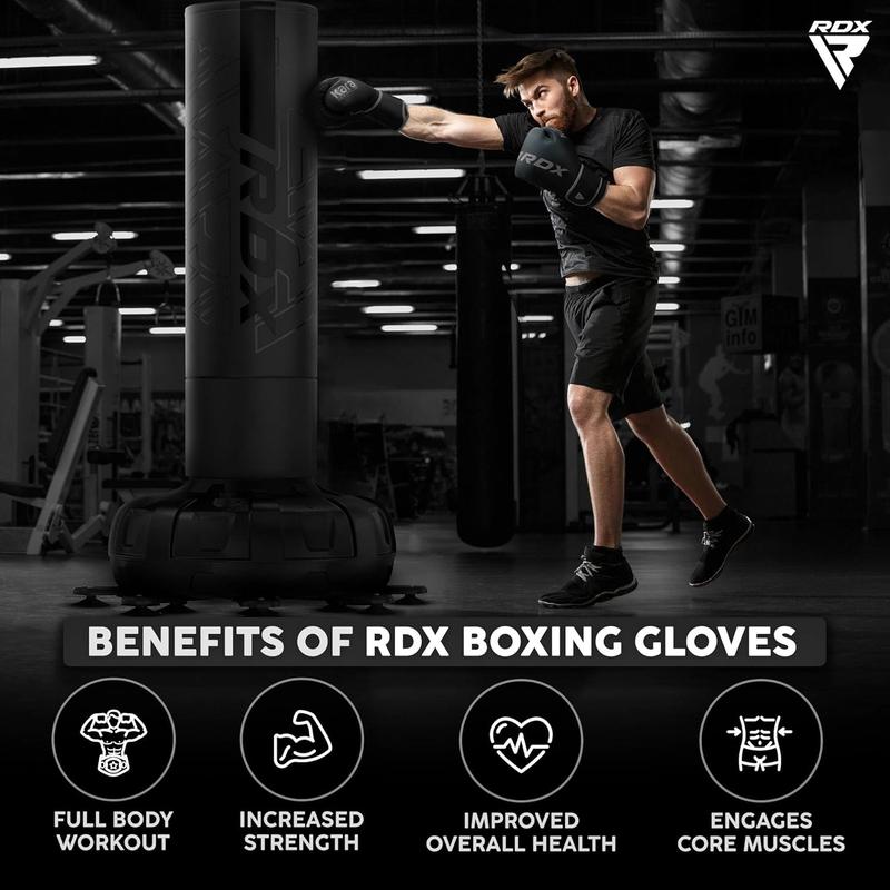 RDX Boxing Gloves, Pro Training Sparring, Maya Hide Leather, Muay Thai MMA Kickboxing, Men Women Adult, Heavy Punching Bag Focus Mitts Pads Workout, Ventilated Palm, Multi Layered, 8 10 12 14 16 18 Oz