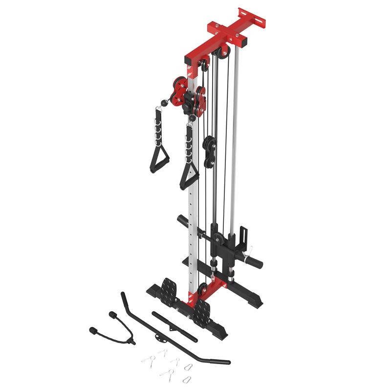 ER KANG Wall Mount Cable Station, Cable Crossover Machine with 18 Positions Dual Pulley System for Home Gym Fitness Equipment