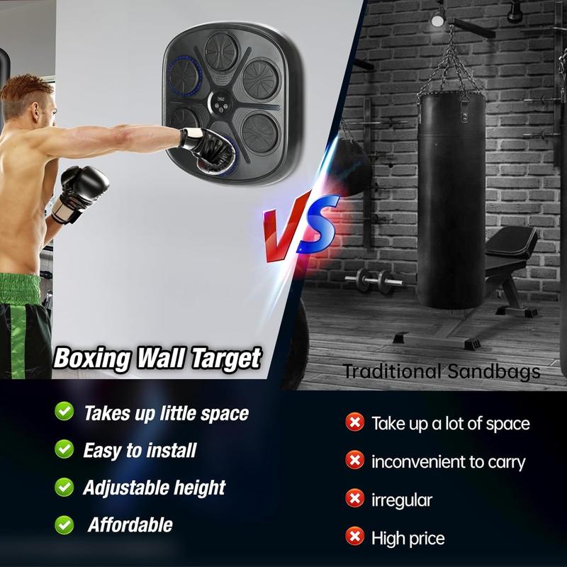 Music Boxing Machine with USB Charging, Bluetooth Boxing Machine with Smart Display Screen,9-Level Speed & Mode Adjustment, Wall Mounted, for Boxing Enthusiasts Kids Adult Family Gym and Home Use