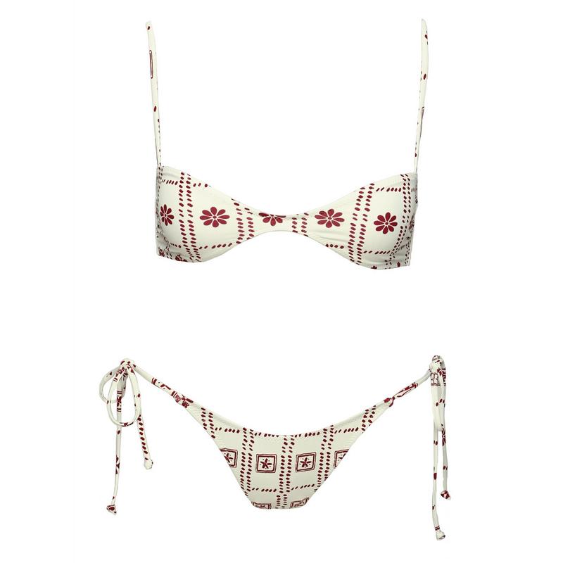 Keyton Bikini Top White   Red