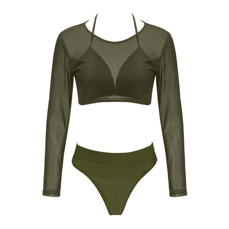 New European And American Split Swimsuit Mesh Bikini bikini  outfits