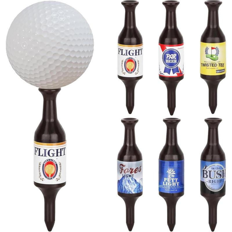 6 Pack Golf Tees Beer Bottle Handmade, Durable and Recyclable Plastic Golf Tee Accessories, Funny Golf Gifts for Men, Father, Golfers, 3.54