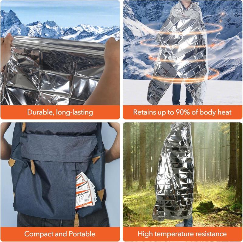 6 Pack Emergency Mylar Blanket, Insulating Reflective foil kit Outdoors Hiking Camping Blanket Perfect for Outdoors, Hiking, Camping Survival