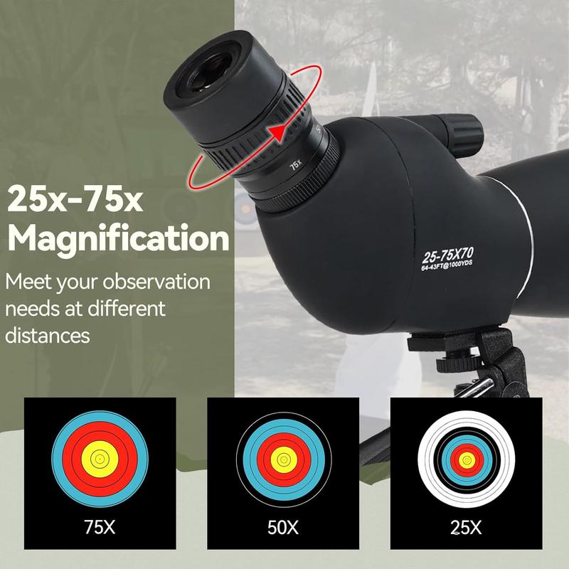 SVBONY SV28 Plus Spotting Scopes with Tripod, 25-75x70 Spotting Scope with Phone Adapter, IP65 Waterproof Fogproof Spotter Scope for Target Shooting, Bird Watching