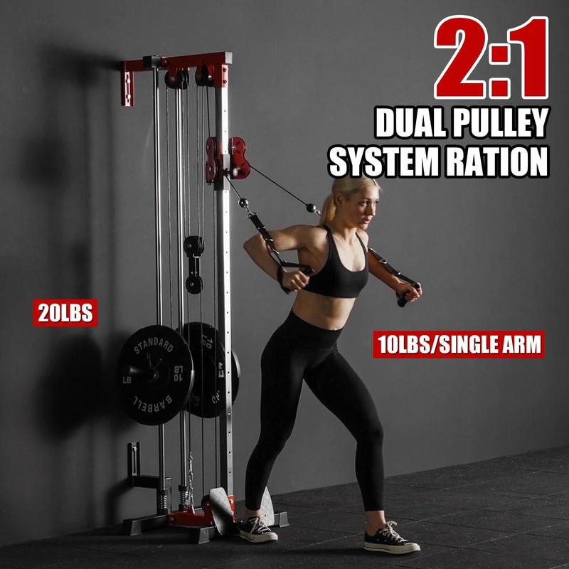 ER KANG Wall Mount Cable Station, Cable Crossover Machine with 18 Positions Dual Pulley System for Home Gym Fitness Equipment