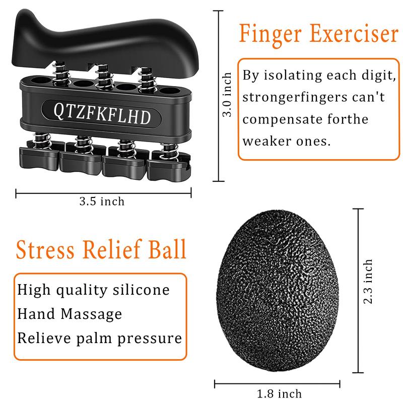 5 Pack Grip Strength Trainer with Forearm Strengthener, Hand Grip Strengthener, Hand Extension Exerciser, Stress Relief Ball and Hand Grip Strengthener for Muscle Building and Injury Recover