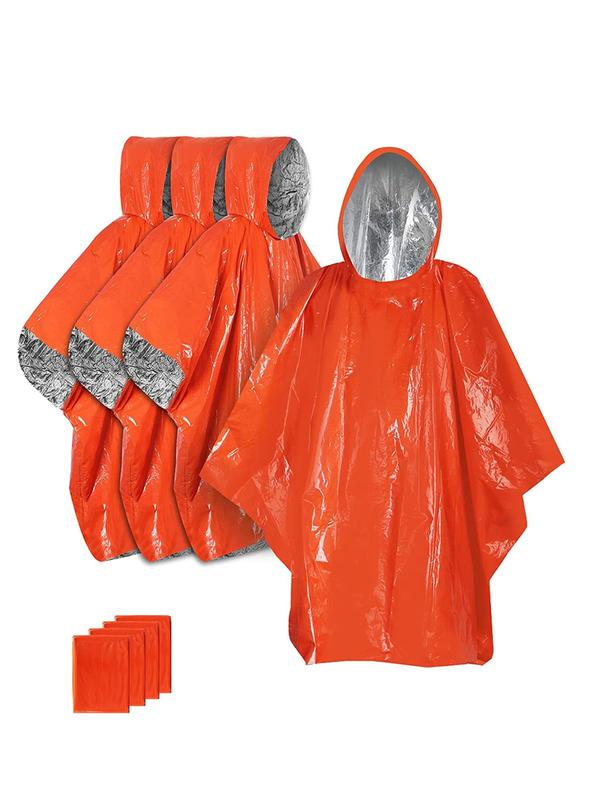 Everlit Survival Rain Poncho Emergency Mylar Space Blanket Camping Gear-Retain 90% of Body Heat Survival Gear for Survival Kits Camping Supplies Emergency Blankets