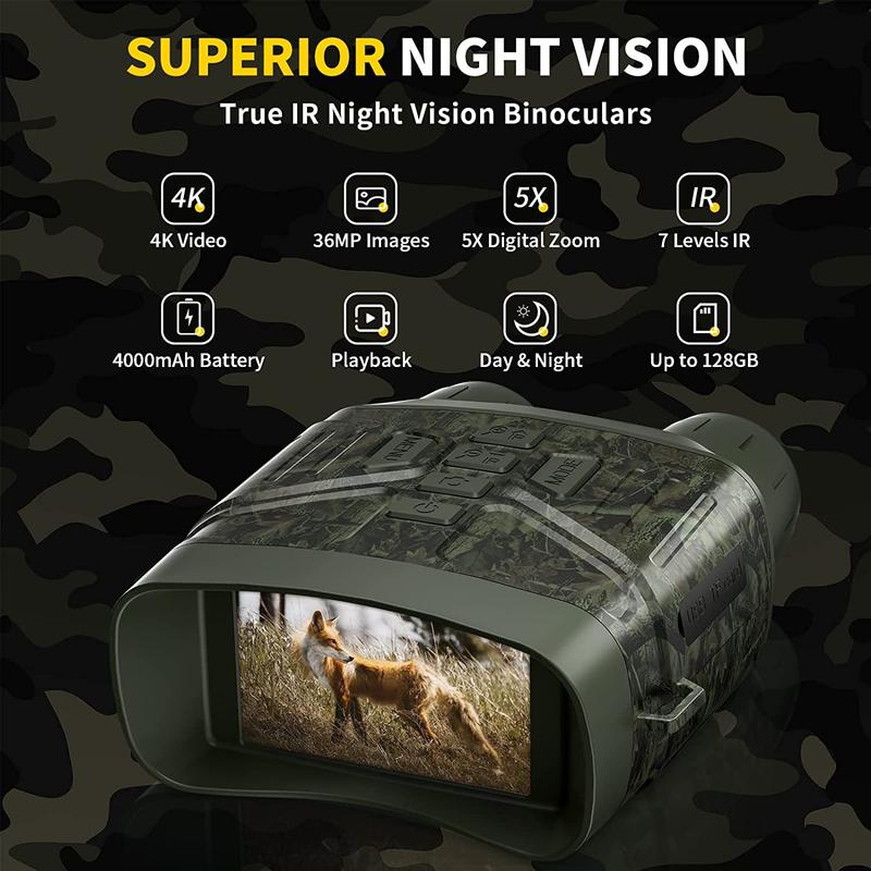 4K Night Vision for Hunting Goggles - Night Vision Binoculars for Adults, 3'' HD Screen Binoculars can Save Photo and Video with 32GB TF Card for Surveillance Tactical Gear