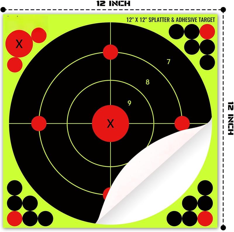 12X12 Inch Splatter Adhesive Bullseye Fluorescent Yellow  Target Stickers - Suitable for , , , , Pellet