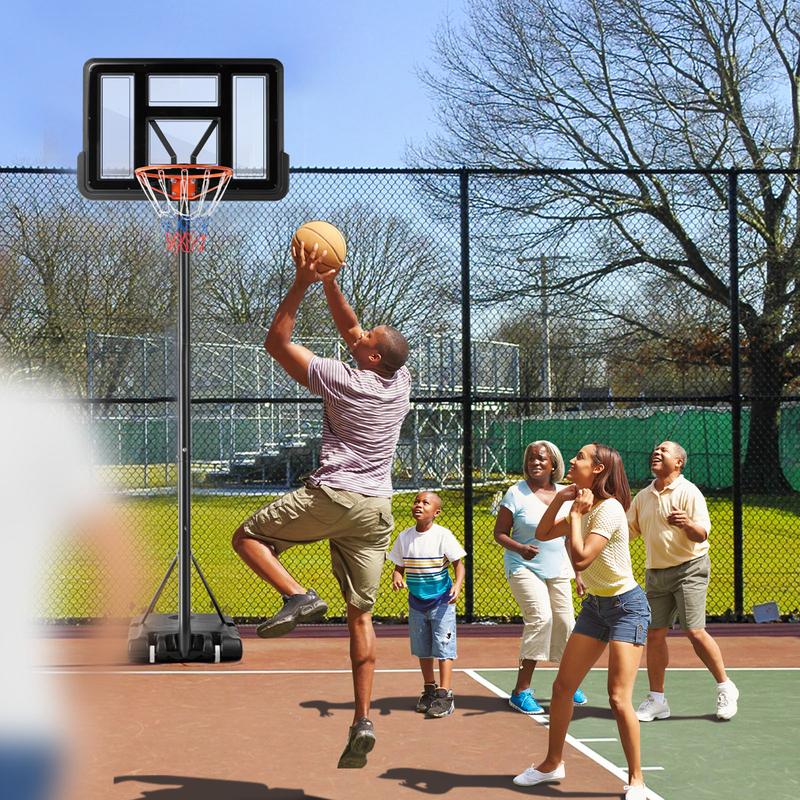 [Black Friday] RIMIKING Adjustable Portable Basketball Hoop, Adjustable Height, Sturdy Base, Shock-Absorbing Dunkable Rim, Portable Design, Durable Materials, LQJ-P10FT-BK