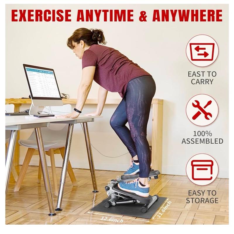 Hydraulic Fitness Stepper with LCD Monitor, Extra Large Pedal, Resistance Bands, and 300LBS Loading Capacity for Home Exercise